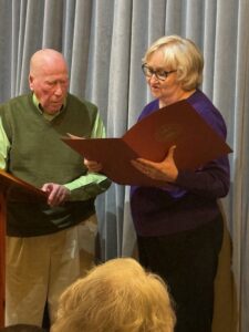 Charles Jones being presented with a Tennessee State Proclamation By Ginny Williams, Smyrna’s first councilwoman